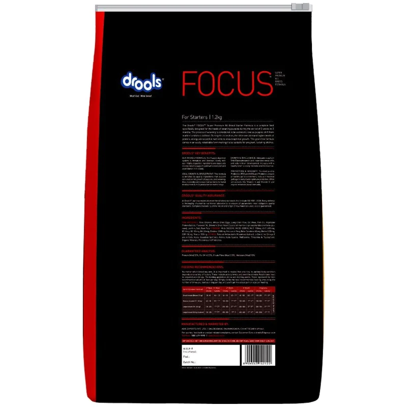 Drools Dry Food – Focus Starter Super Premium (Chicken) - Back
