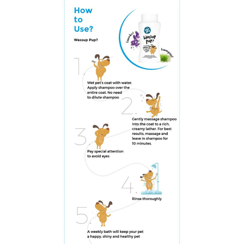 Captain Zack Puppy Shampoo - Wassup Pup - 200ml - How to use