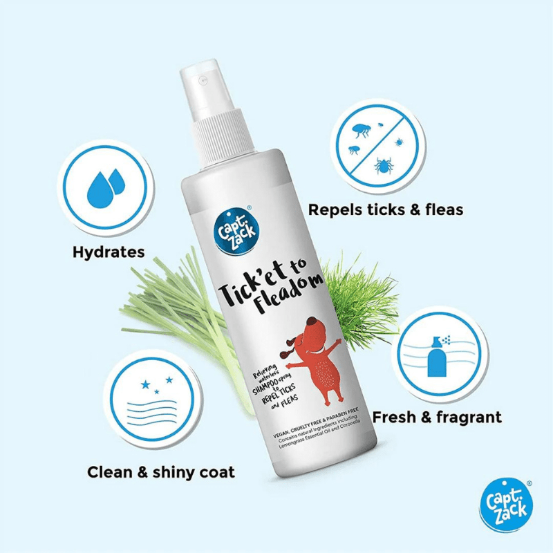 Captain Zack Waterless Flea & Tick Shampoo - Tick'et to Fleadom - 250ml - Benefits