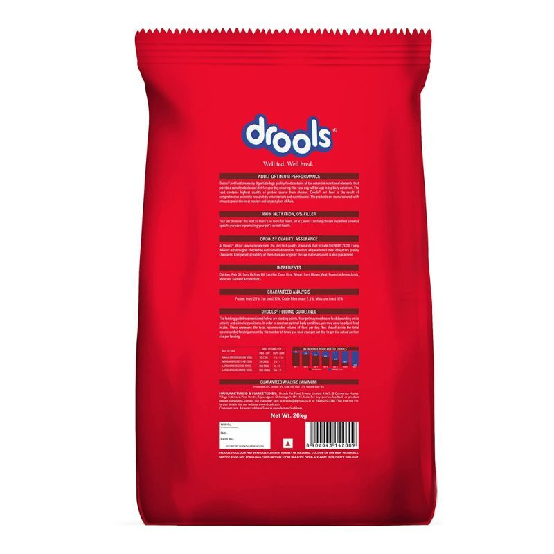 Drools Dry Dog Food Optimum Performance - Chicken - Back