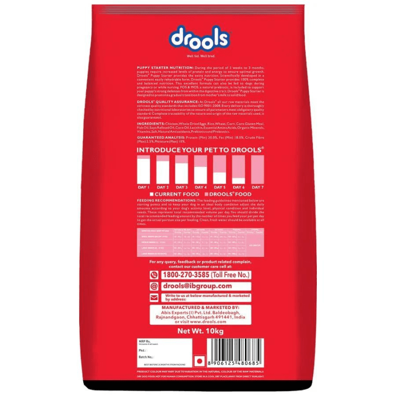 Drools Dry Food for Puppies Starter - Chicken - Back
