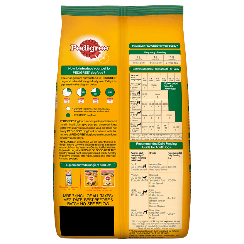 Pedigree 100% Vegetarian Complete & Balanced Food for Puppy & Adult Dogs - Back