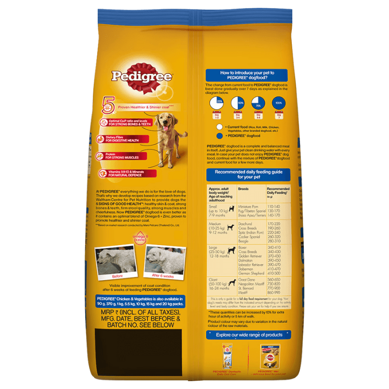 Pedigree Adult Dog Food Chicken and Vegetables - Back