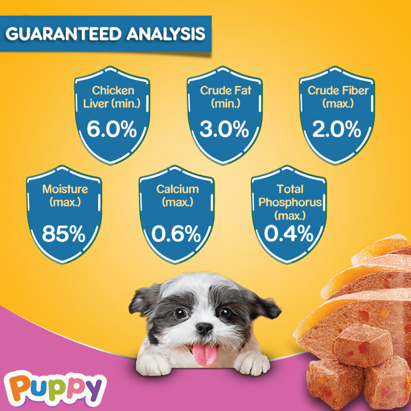Pedigree Puppy Wet Dog Food, Chicken Liver Flavour in Loaf with Vegetables - Analysis