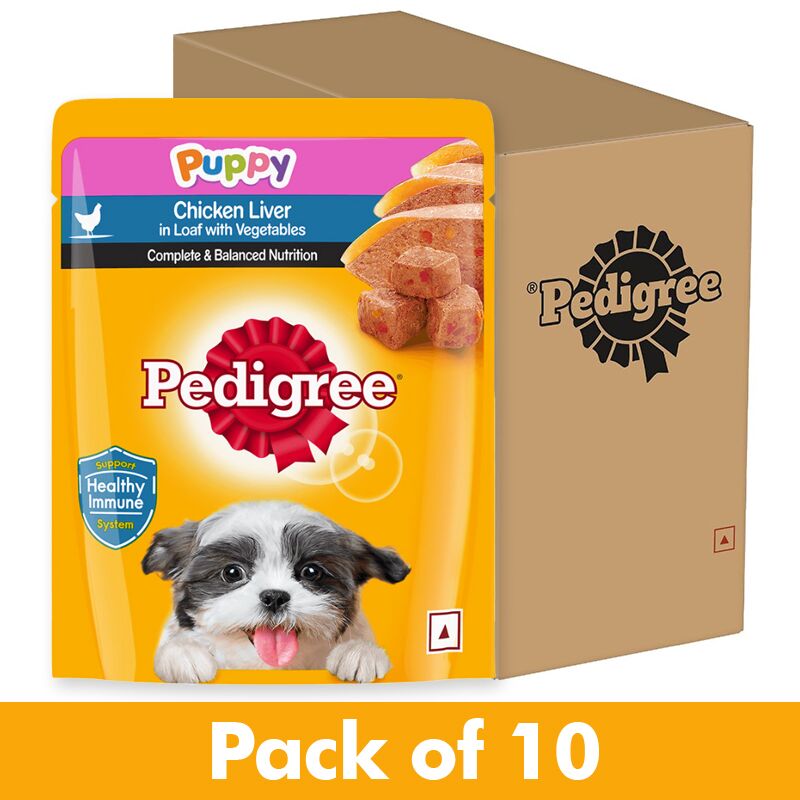 Pedigree Puppy Wet Dog Food, Chicken Liver Flavour in Loaf with Vegetables