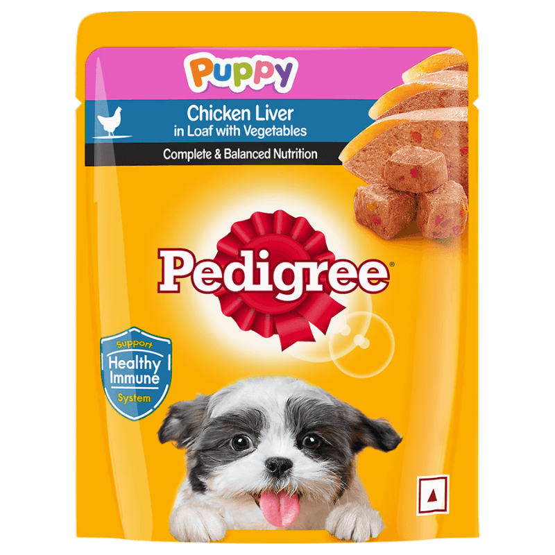 Pedigree Puppy Wet Dog Food, Chicken Liver Flavour in Loaf with Vegetables Pedigree Puppy Wet Dog Food, Chicken Liver Flavour in Loaf with Vegetables