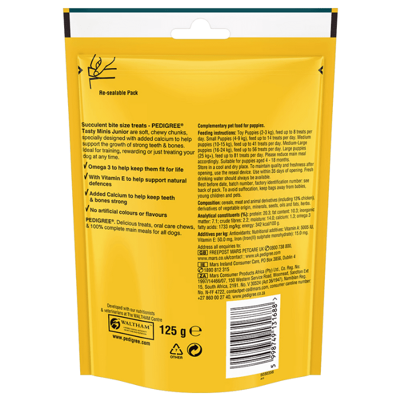 Pedigree Tasty Minis Cubes Puppy Dog Treat - Back
