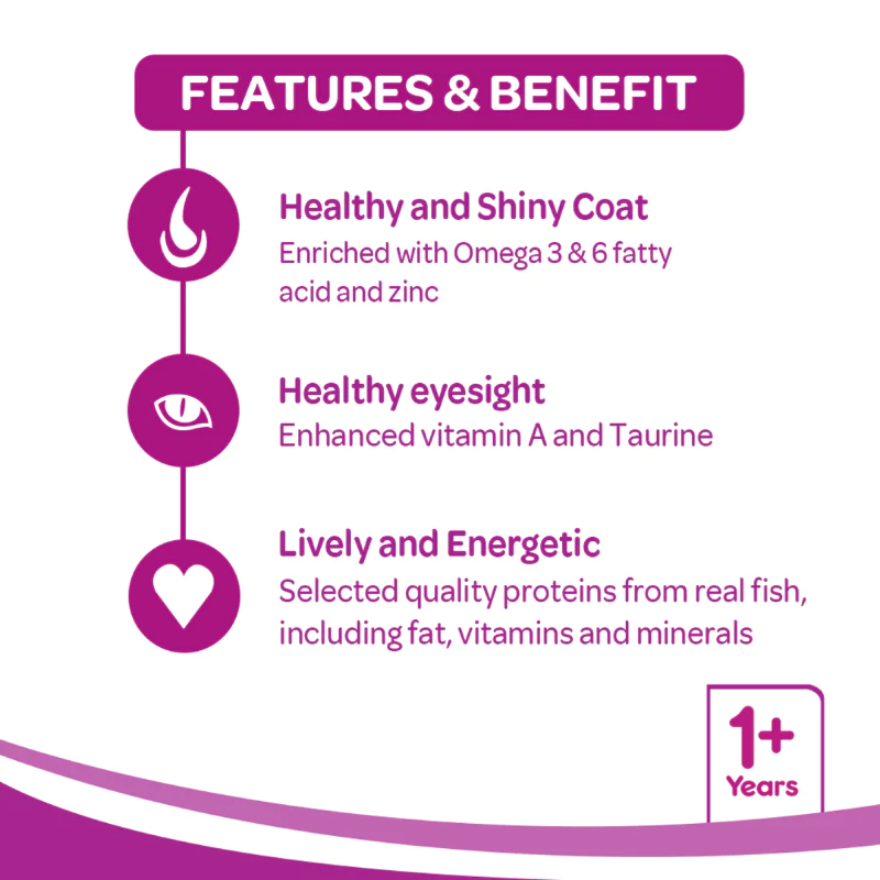 Whiskas Dry Cat Food for Adult Cats (1+ Years), Tuna Flavour - Benefits