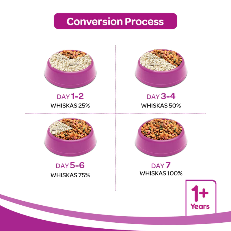 Whiskas Dry Cat Food for Adult Cats (1+ Years), Tuna Flavour - Conversion Process