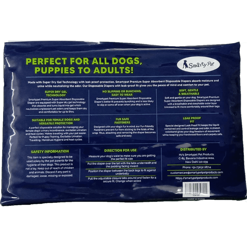 Foodie Puppies Disposable Pet Diapers for Dogs (Small, 280mm X 380mm, 12 pcs)- Back