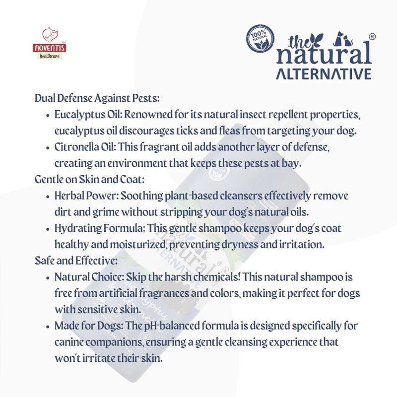 Natural Alternative Anti-Tick Eucalyptus & Citronella Herbal Dog Shampoo Eucalyptus and Citronella Dog Shampoo for Healthy Coat